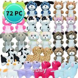 Pack de 72 petits animaux en peluche en vrac de 7 à 9 pouces - Jouets de machine à griffe en gros