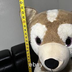 Peluche de chien husky assis avec des yeux violets/collier animal en peluche 36 grand