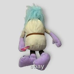 Peluche du chef Bergen Trolls de Dreamworks 2016 avec les cheveux violets et bleus 14 RARE