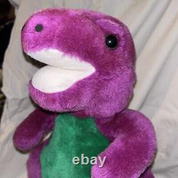 Peluche vintage non officielle de Barney en violet et vert avec une bouche blanche