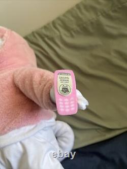 Poupée en peluche Ripndip Killa Nerm, jouet en peluche animal en peluche rare, téléphone rose, argent.