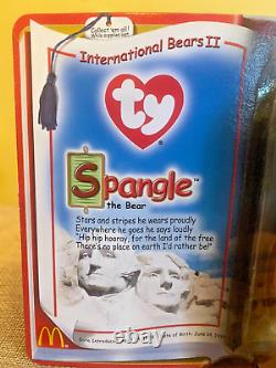 Rare Retraité Ty Beanie Baby Spangle 1999 Ours En Peluche International Animal Farci