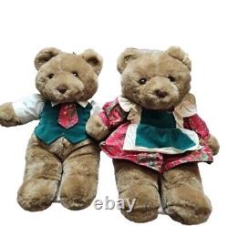 Rare couple d'ours en peluche de Noël Commonwealth de 1990, 18 pouces.