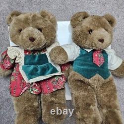 Rare couple d'ours en peluche de Noël Commonwealth de 1990, 18 pouces.