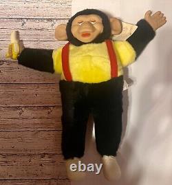 Singe joyeux tenant un animal en peluche banane de 18 pouces de haut NWT ZIPPY MR BIM