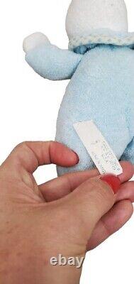 VTG Eden Lapin Bunny en peluche en tissu éponge bleu tissu éponge petit