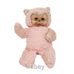 Vintage Master Industries Caoutchouc Visage Bébé Rose Chat En Peluche D'animaux