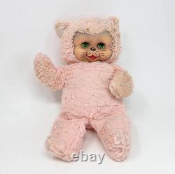 Vintage Master Industries Caoutchouc Visage Bébé Rose Chat En Peluche D'animaux