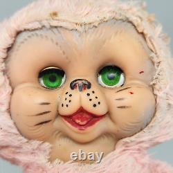 Vintage Master Industries Caoutchouc Visage Bébé Rose Chat En Peluche D'animaux