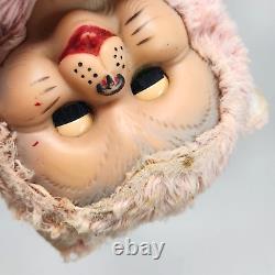 Vintage Master Industries Caoutchouc Visage Bébé Rose Chat En Peluche D'animaux